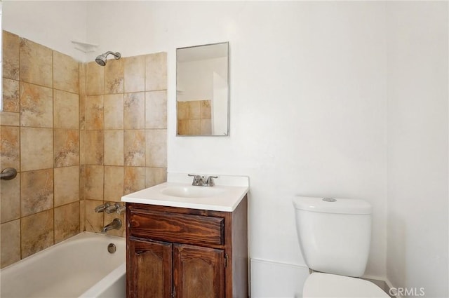 full bath featuring vanity, toilet, and shower / bathtub combination