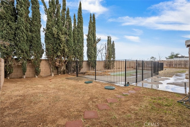 view of yard with a patio area and a fenced backyard