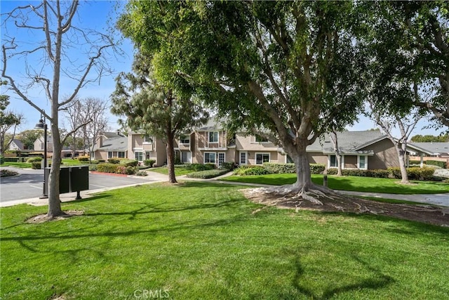 surrounding community with a residential view and a yard