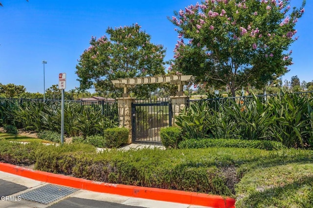 view of gate with fence