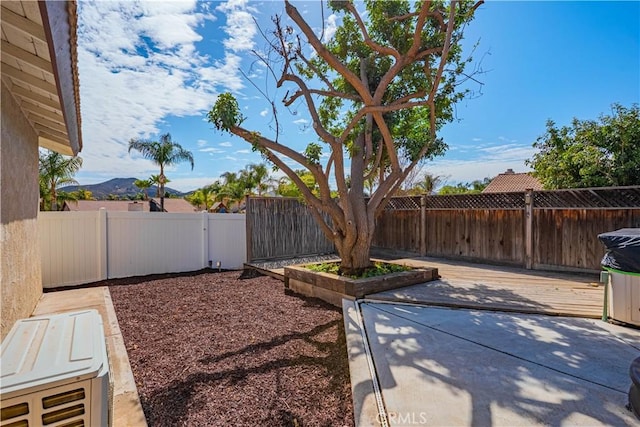 view of yard featuring a patio area and a fenced backyard