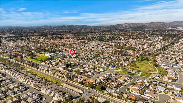 bird's eye view with a residential view and a mountain view