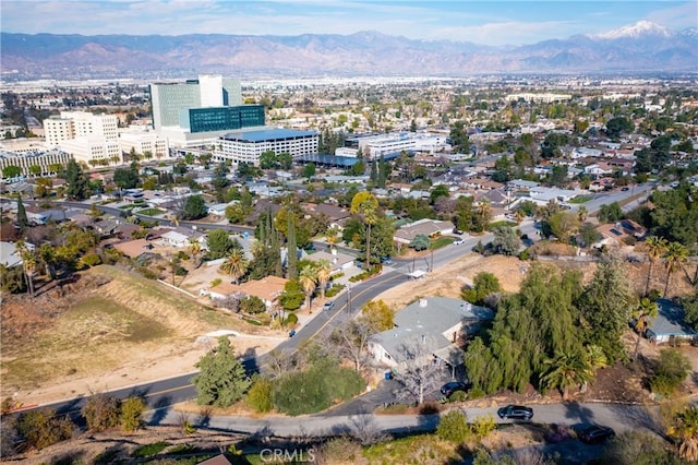 bird's eye view with a mountain view