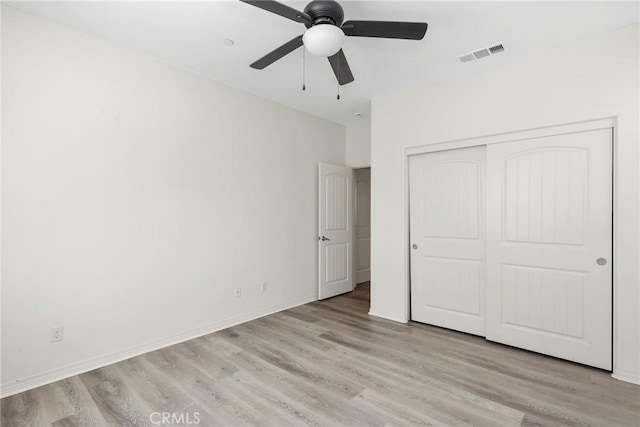 3235 E Yellowstone Dr, Ontario, CA 91762 - unfurnished bedroom with a closet, baseboards, light wood-style floors, and visible vents