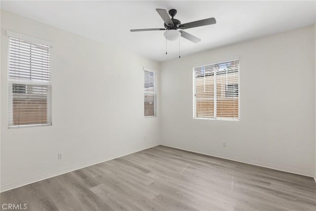 3235 E Yellowstone Dr, Ontario, CA 91762 - empty room featuring baseboards, light wood-style floors, and a ceiling fan