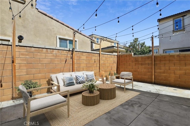 3235 E Yellowstone Dr, Ontario, CA 91762 - view of patio / terrace with an outdoor living space and a fenced backyard