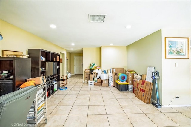 playroom with light tile patterned floors, visible vents, and recessed lighting