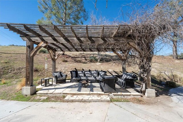 16070 Baker Canyon Rd, Canyon Country, CA 91390 - view of patio / terrace with an outdoor living space and a pergola