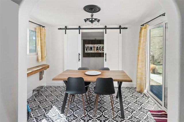 16070 Baker Canyon Rd, Canyon Country, CA 91390 - dining space featuring arched walkways and a barn door