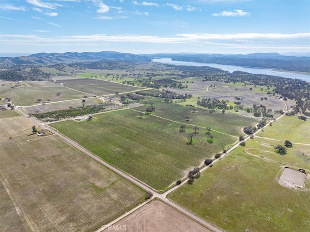 aerial view with a water view and a rural view