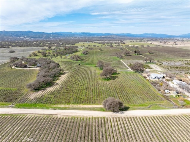 aerial view with a rural view and a mountain view