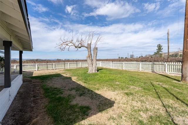 view of yard featuring a fenced backyard