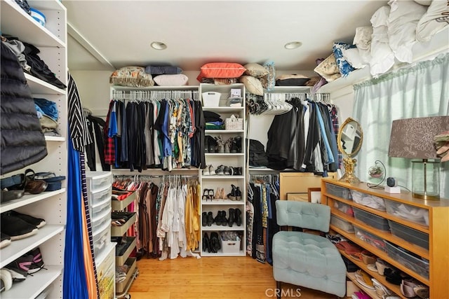 spacious closet with wood finished floors