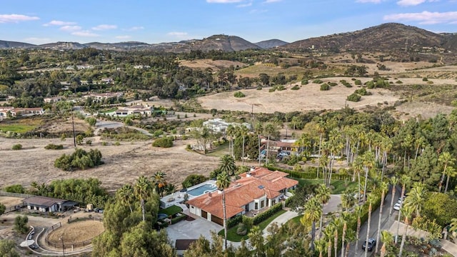 birds eye view of property with a mountain view