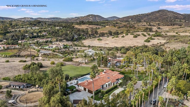 7102 Via De Maya, Rancho Santa Fe, CA 92067 - aerial view of property and surrounding area featuring mountains