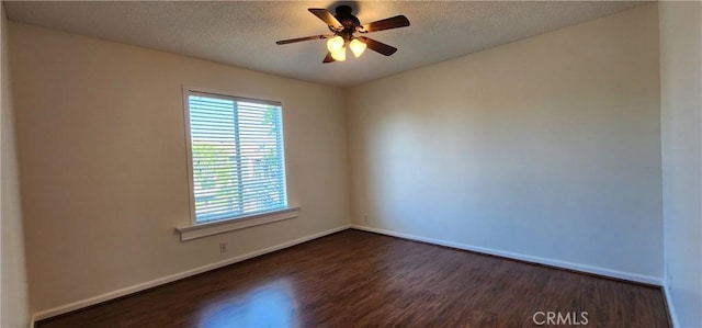 23230 Orange Ave Unit 2, Lake Forest, CA 92630 - empty room featuring dark wood-style floors, a textured ceiling, baseboards, and a ceiling fan