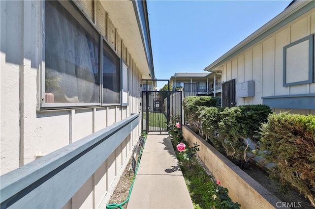 view of property exterior with board and batten siding