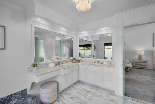 21 Santa Catalina Dr, Rancho Palos Verdes, CA 90275 - bathroom featuring double vanity and crown molding