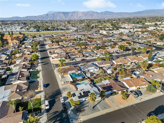 birds eye view of property featuring a residential view and a mountain view