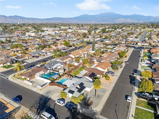 aerial view with a residential view and a mountain view