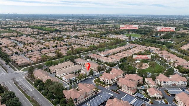 drone / aerial view with a residential view