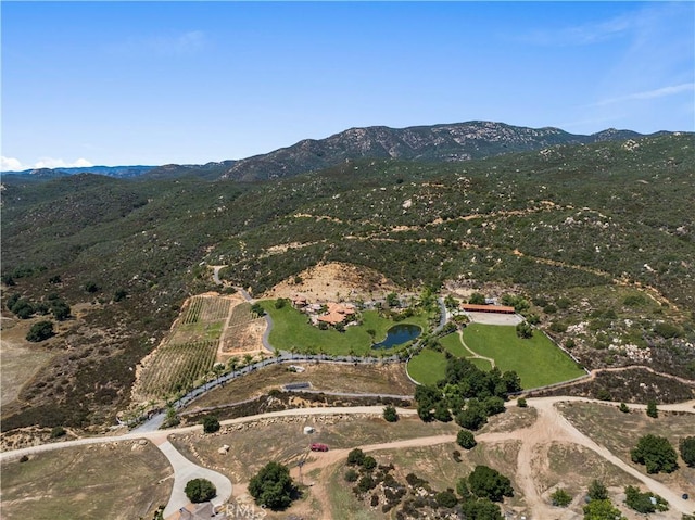 birds eye view of property with a mountain view