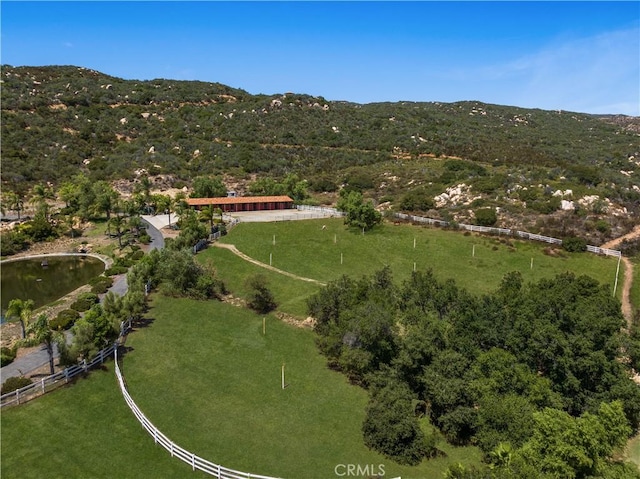 aerial view with a mountain view