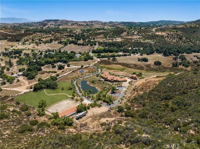 aerial view with a mountain view