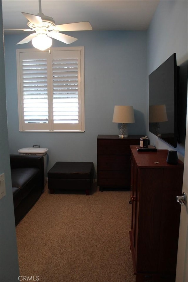bedroom featuring ceiling fan