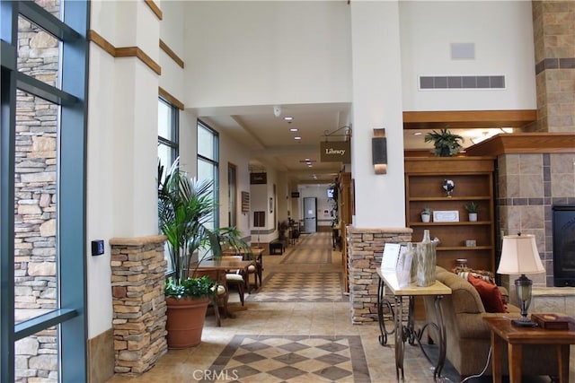community lobby with visible vents