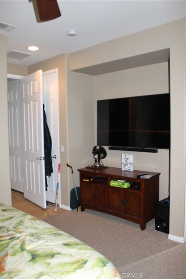 bedroom featuring visible vents and recessed lighting