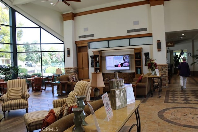 building lobby with visible vents