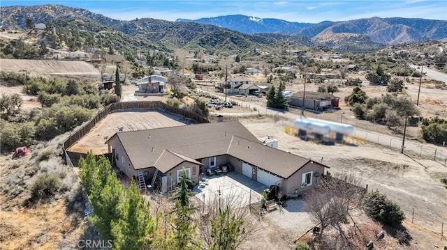 bird's eye view with a mountain view