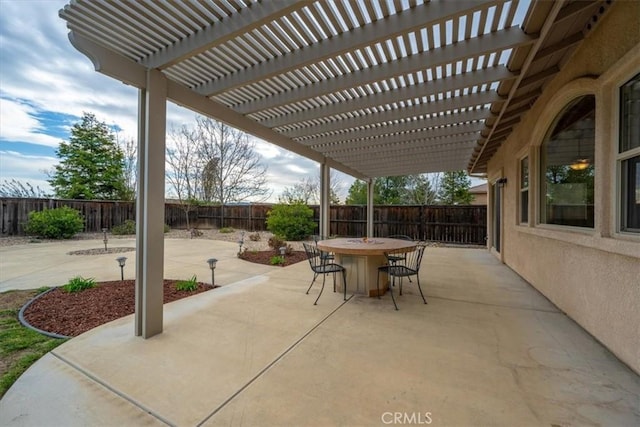 view of patio / terrace featuring outdoor dining space and a fenced backyard