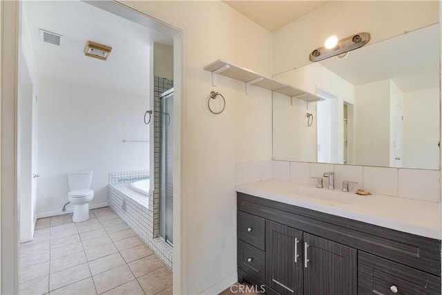 6125 Ridgeview Ave, Jurupa Valley, CA 91752 - bathroom featuring vanity, tile patterned flooring, a bathtub, and an enclosed shower