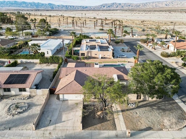 aerial view with view of desert and a mountain view