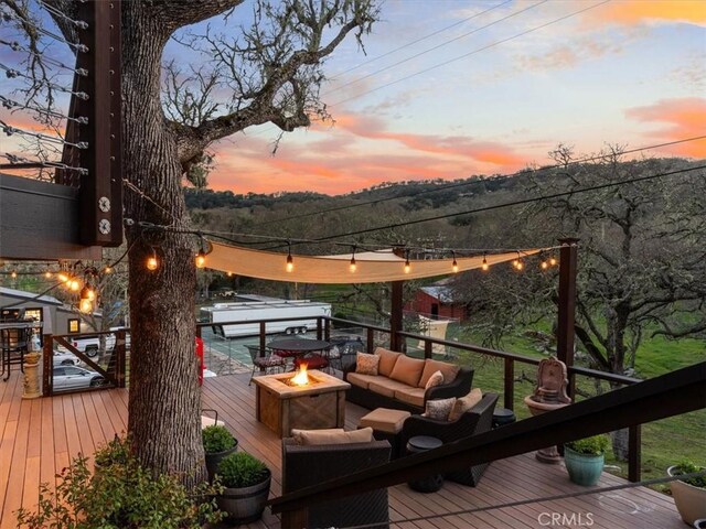 8160 Los Osos Rd, Atascadero, CA 93422 - wooden deck featuring an outdoor living space with a fire pit