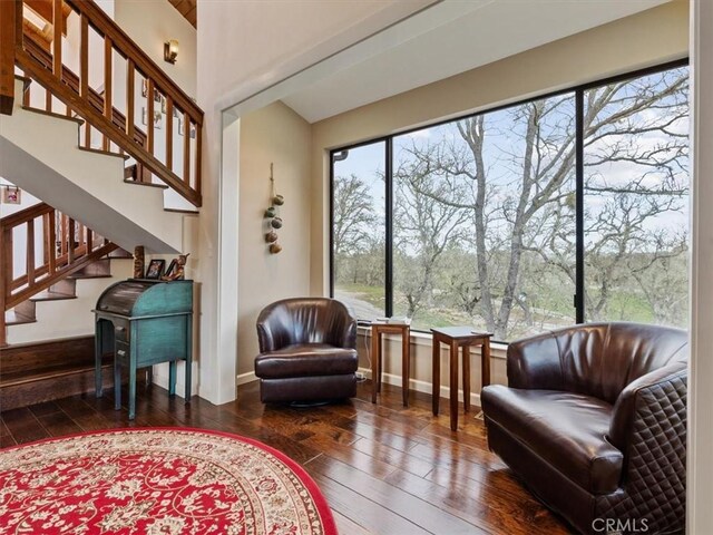 8160 Los Osos Rd, Atascadero, CA 93422 - sitting room with baseboards, stairway, and wood-type flooring