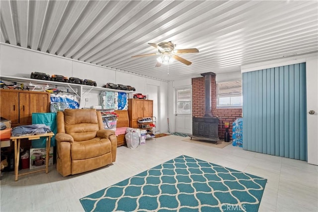 storage area with ceiling fan