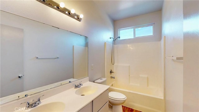 12912 Amador St, Victorville, CA 92392 - full bath featuring a sink, toilet, double vanity, and  shower combination
