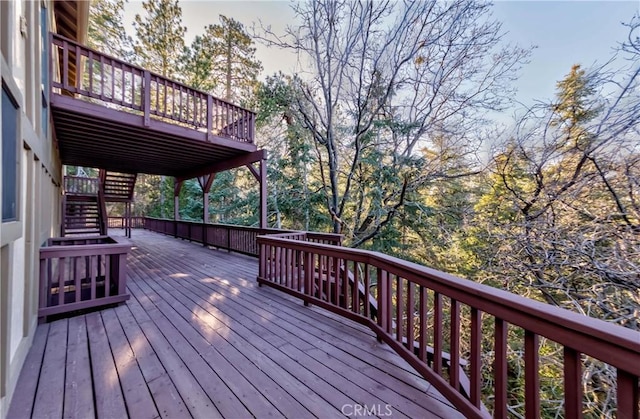 293 Fairway Dr, Lake Arrowhead, CA 92352 - wooden deck featuring stairway