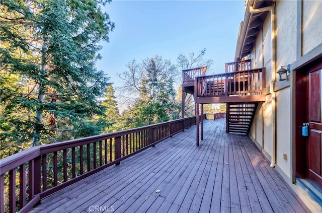 293 Fairway Dr, Lake Arrowhead, CA 92352 - wooden deck with stairway