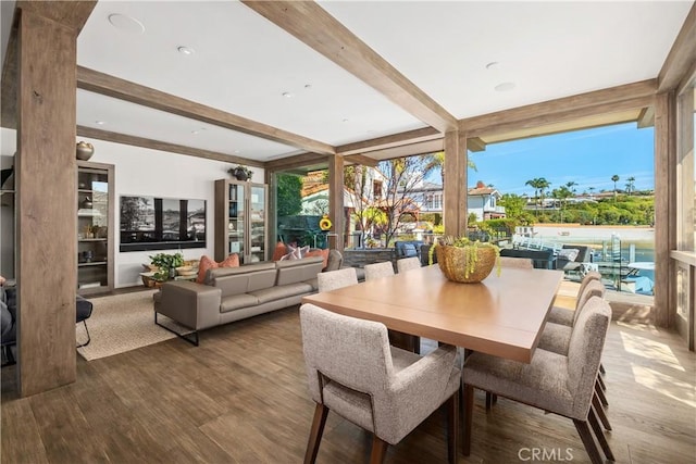 504 Evening Star Ln, Newport Beach, CA 92660 - dining room with beam ceiling and wood finished floors
