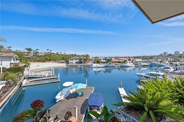 view of dock featuring a water view