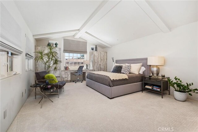 504 Evening Star Ln, Newport Beach, CA 92660 - bedroom featuring carpet flooring and lofted ceiling with beams