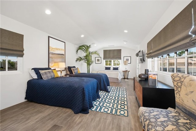 504 Evening Star Ln, Newport Beach, CA 92660 - bedroom with vaulted ceiling, wood finished floors, and recessed lighting