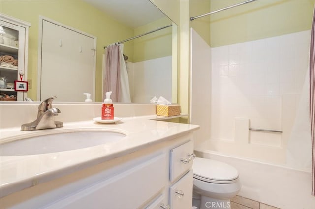 25214 Steinbeck Ave Unit G, Stevenson Ranch, CA 91381 - full bathroom with shower / bath combo with shower curtain, vanity, toilet, and tile patterned flooring