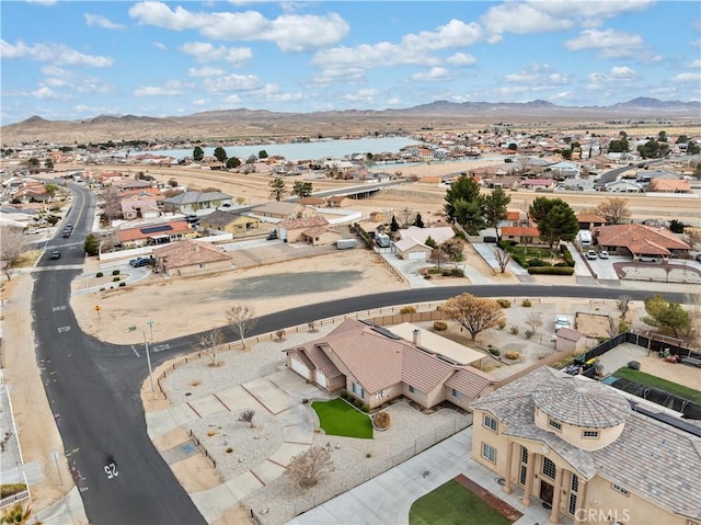 aerial view with a water and mountain view