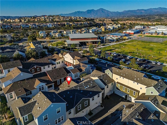 drone / aerial view with a mountain view