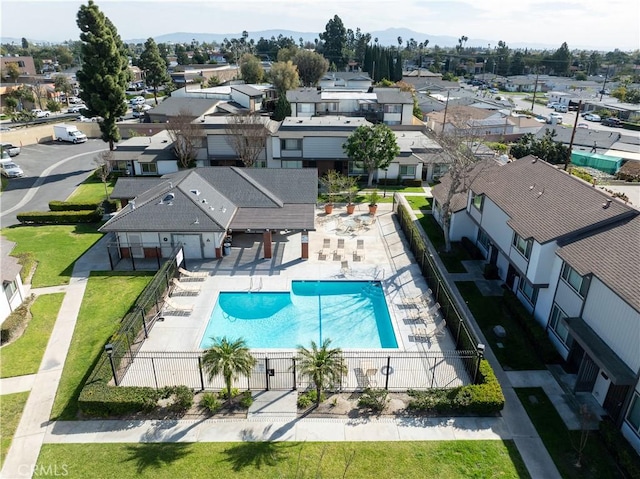 bird's eye view with a residential view